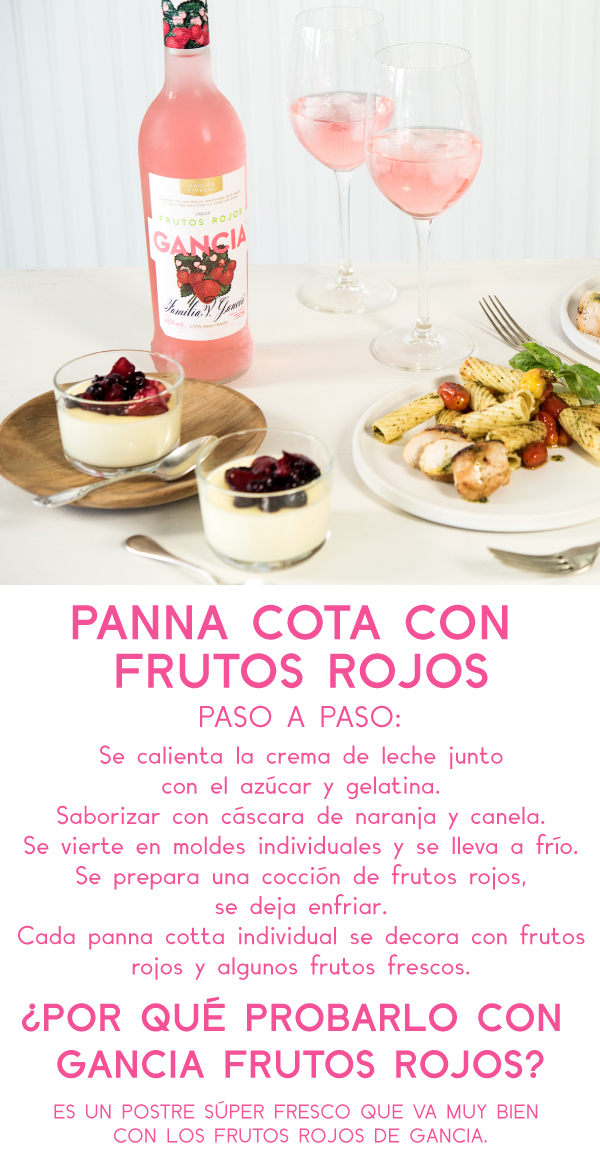 Receta Gancia Panna Cota con frutos rojos