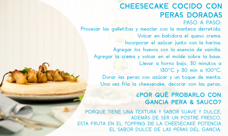 Receta Gancia Cheescake pera y sauco