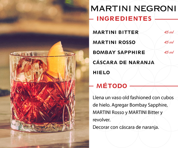 martini negroni aperitivo trago bitter rosso bombay